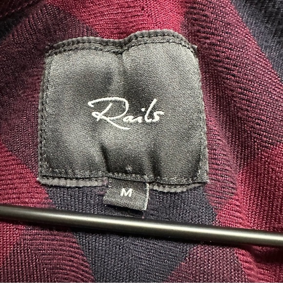 Rails Bianca Rosewood Navy Checkered Button Down Shirt Dress Size Medium - Picture 7 of 10